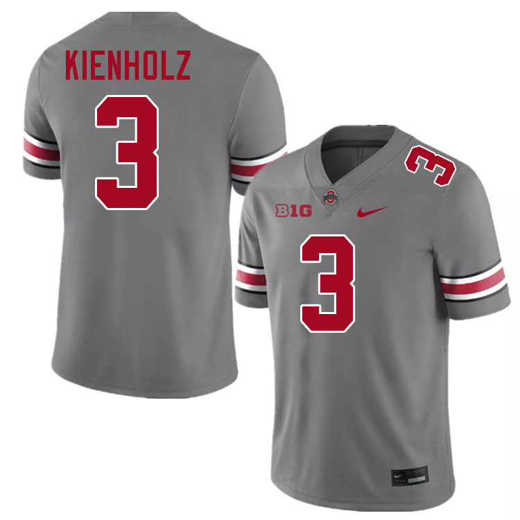 Ohio State Buckeyes Lincoln Kienholz Men's's #3 Authentic Grey College Football Jersey 2404OFPX1